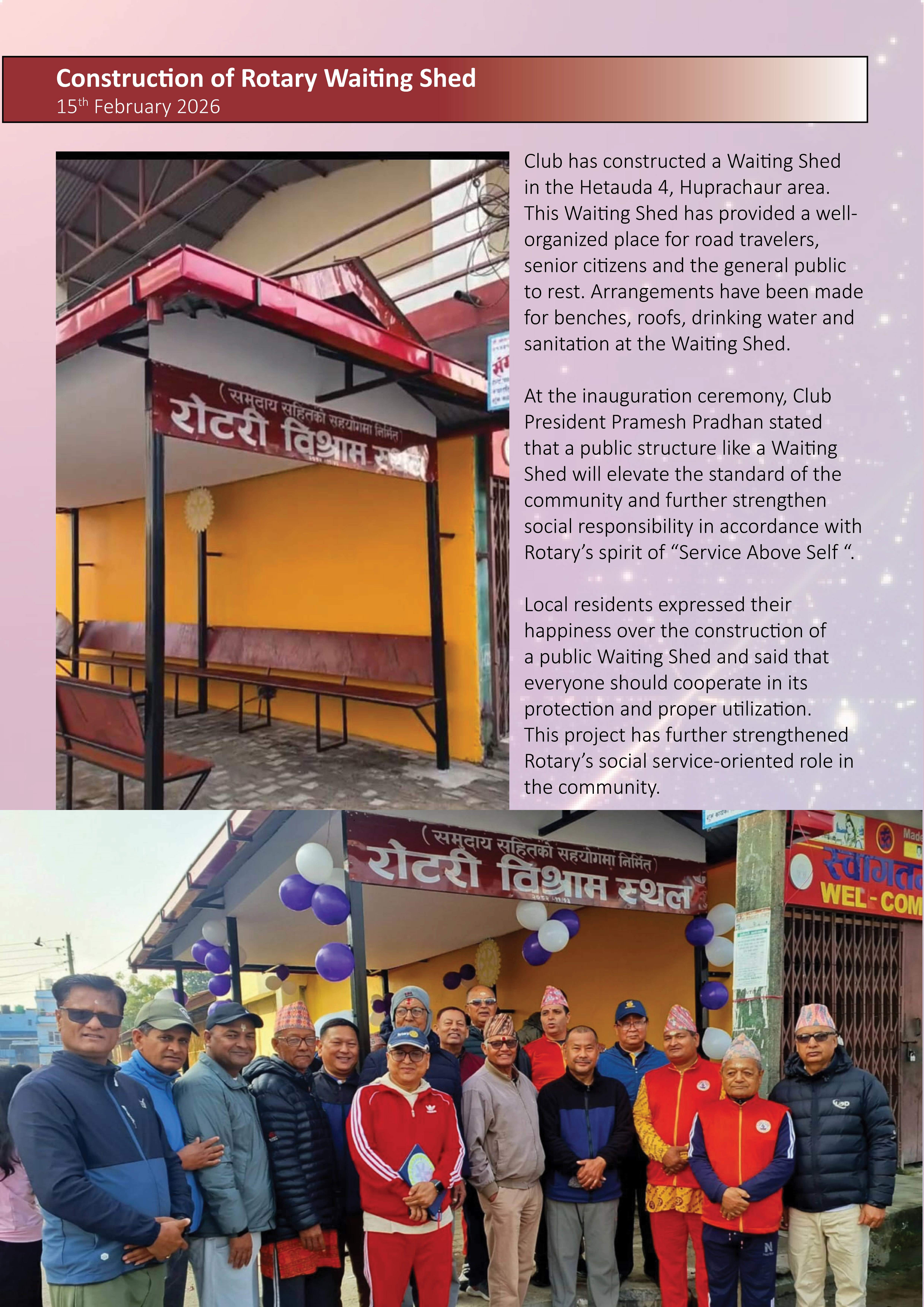 Construction of Rotary Waiting Shed